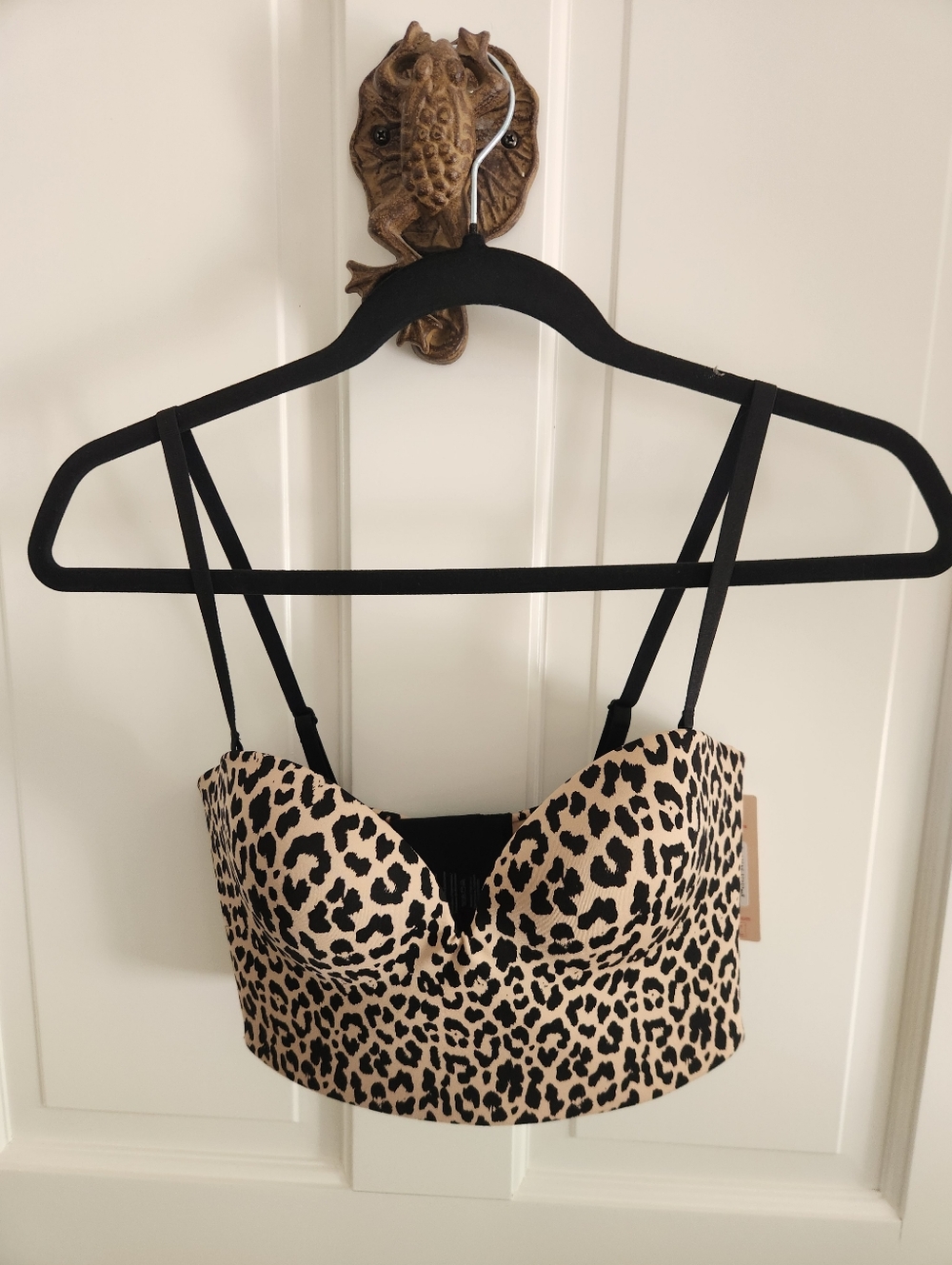 Third Love Zero Edge Strapless Bustier  Bra Leopard Print Bustier Black & Tan